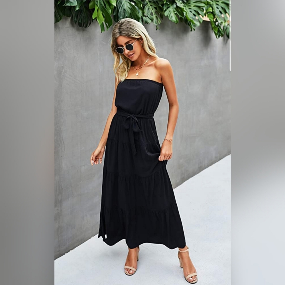 Casual Off Shoulder Wrap Maxi Dress Summer - Picture 5 of 5